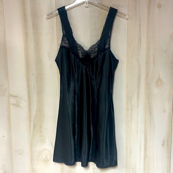 Vintage Christian Dior Black Lacy Full Slip Sz M - Picture 2 of 6